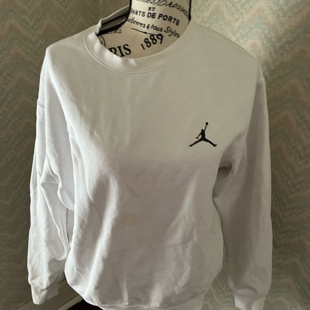 Jordan White Sweatshirt with Black logo